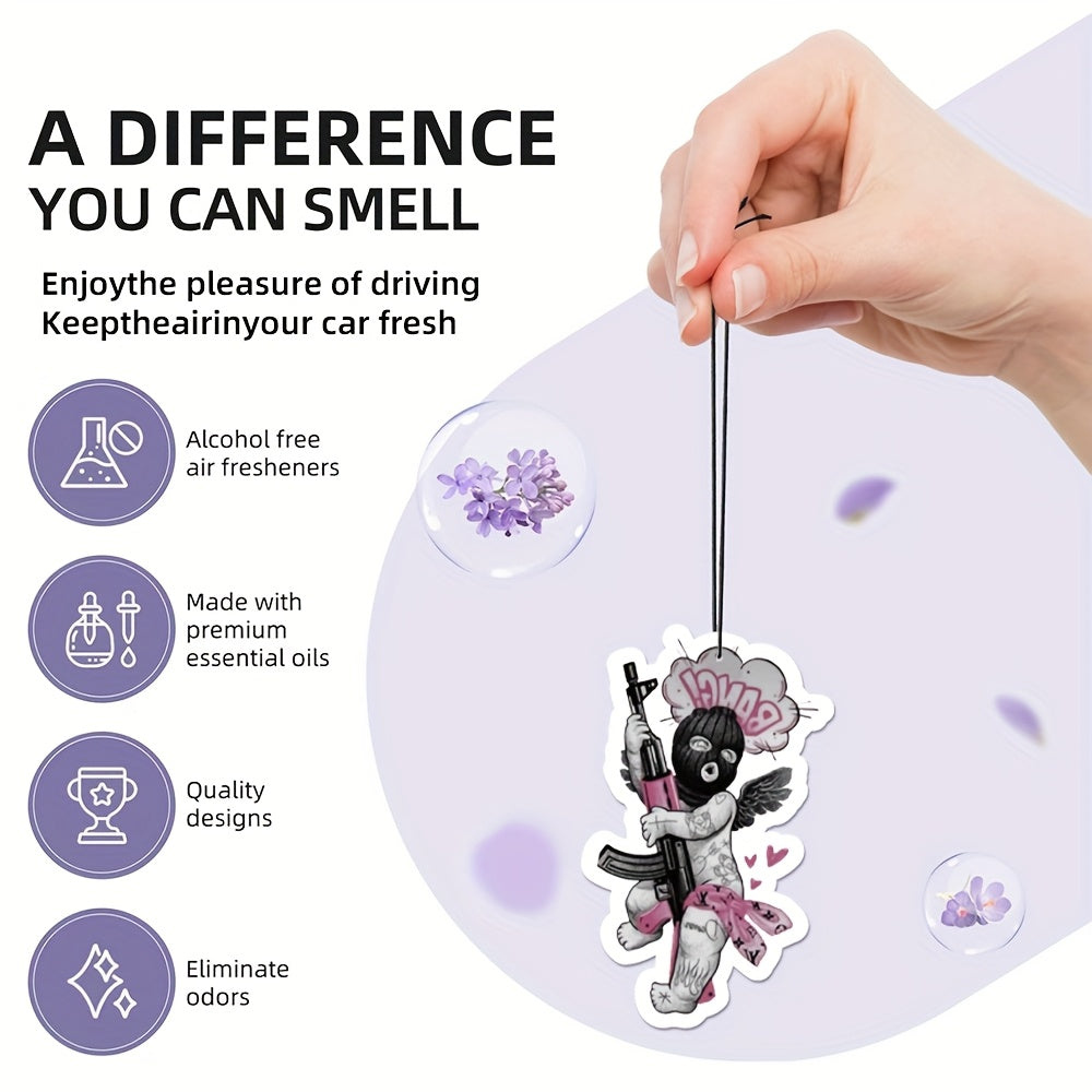 Masked Angel Car Air Freshener, Hanging Rearview Mirror Car Fragrance Pendant, In-Car Freshener Pendant, Paper Car Air Freshener Pendant, Suitable for All Models, A Perfect Owner'S Gift for Friends