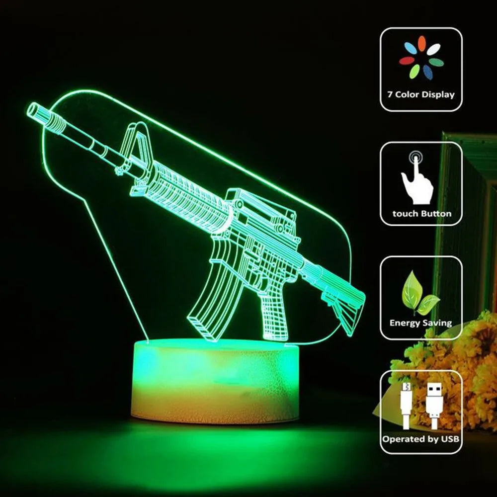 Game Rifle 3d Led Night Light