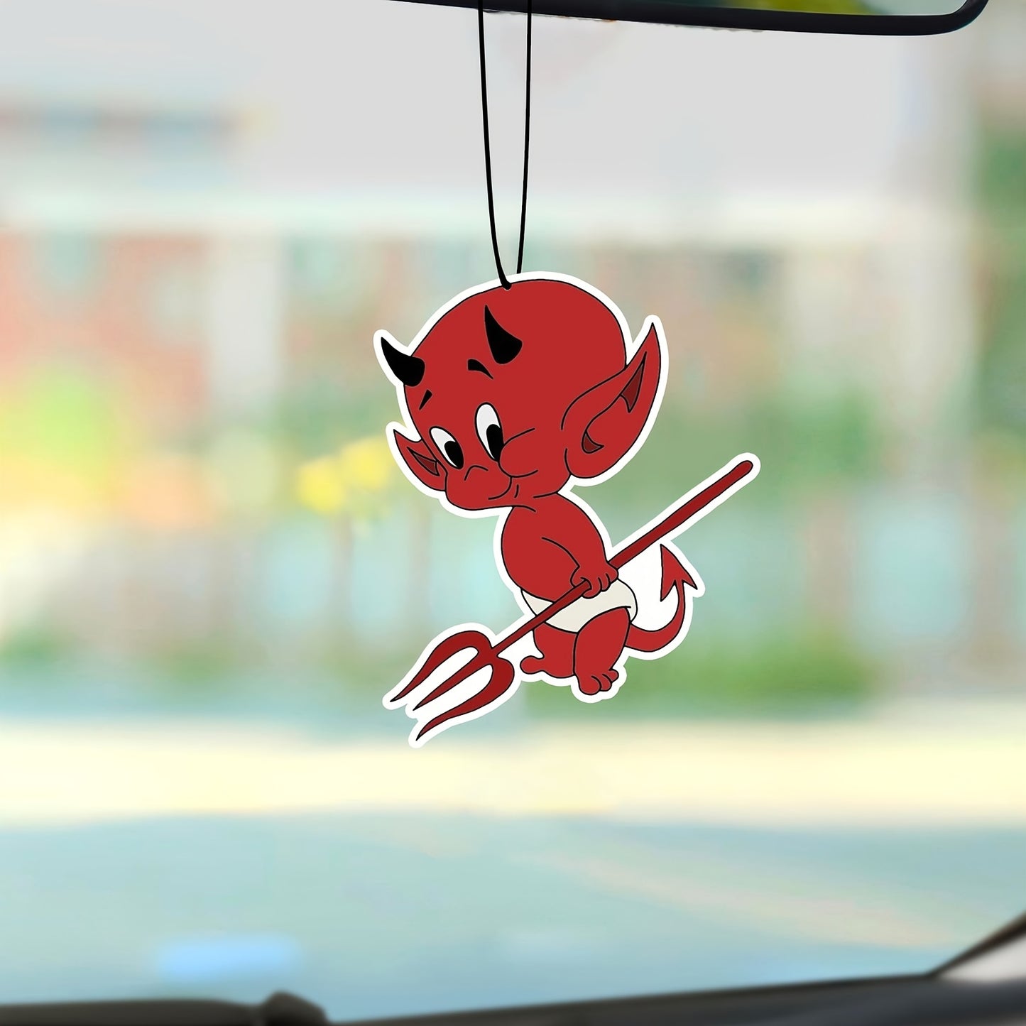 Little Devil Car Aromatherapy Tablet, Paper Scented Air Freshener, Rearview Mirror Hanging Decor, Wardrobe Perfume Pendant, Interior Accessory