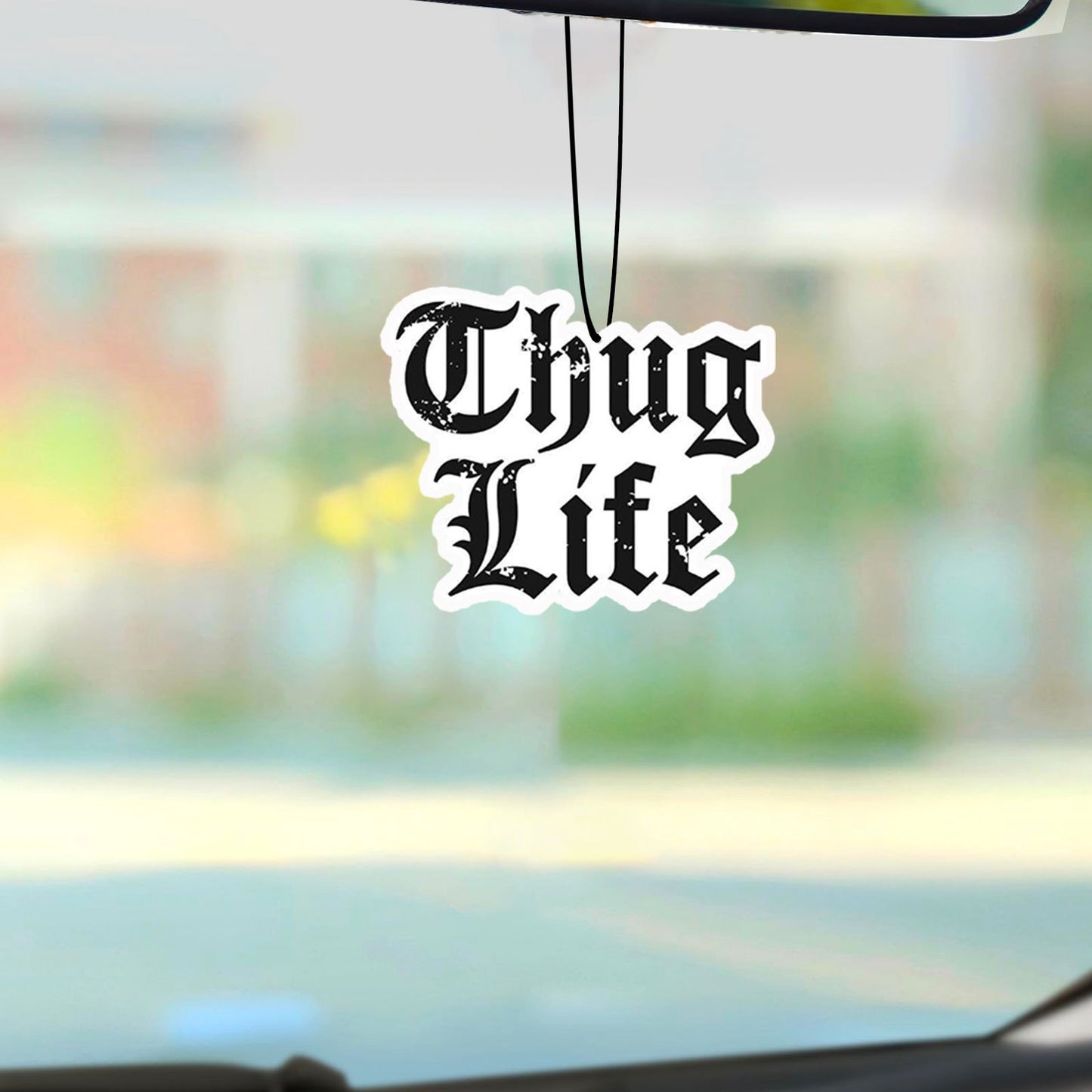 [Home Relaxation] Thug Life Car Air Freshener - Aromatherapy Tablet, Rearview Mirror Hanging Decor, Paper Scented Charm, Vehicle Interior Accessory