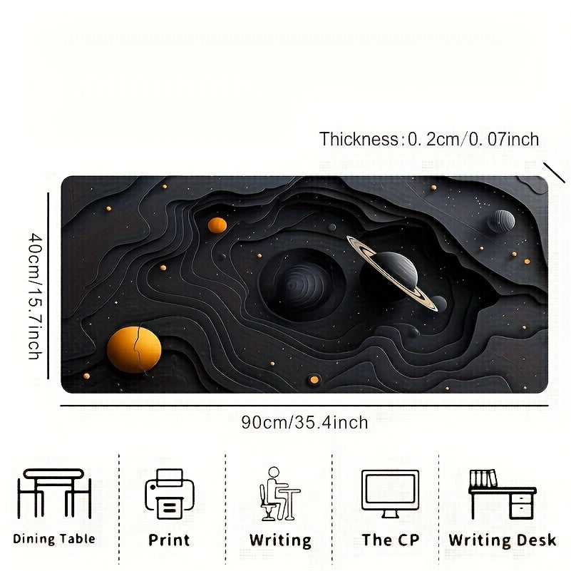 Galactic Space Planet Themed Large Gaming Mouse Pad & Desk Mat - Durable Non-Slip Rubber Base, Oblong Office Keyboard Mat with Vibrant Cosmic Design, Perfect Gift for Teens & eSports Enthusiasts, Astronaut Decor, Cosmic Aesth