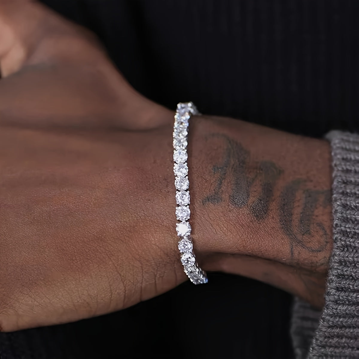 3pcs Fashion Bling Rhinestone Cuban Chain Bracelet For Women Men, Hip Hop Iced Out Thick Link Chain Bracelet Jewelry