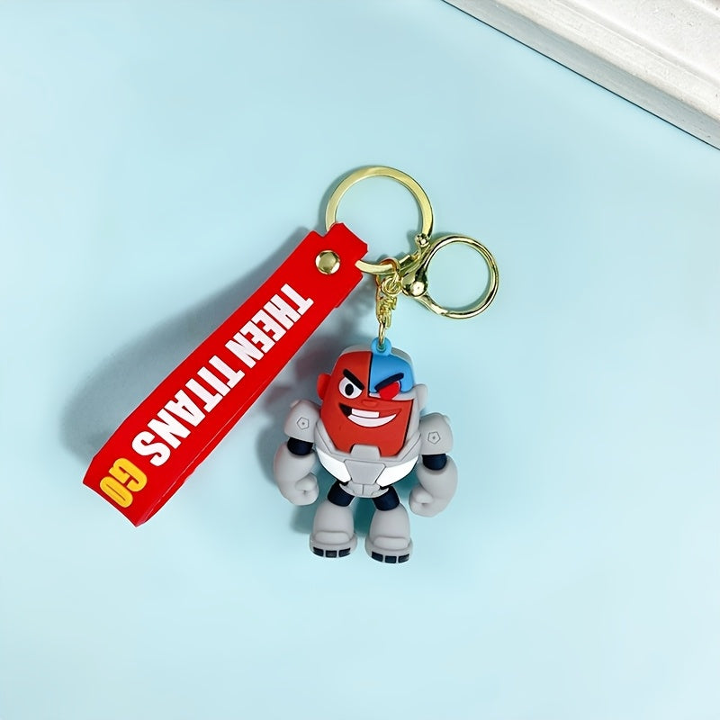 WB Teen Titans Go! Couple Keychain - Cute Cartoon Anime Character Keychain Pendant with Superhero Design, Durable Collectible Gift for Fans, Backpack & Bag Accessories