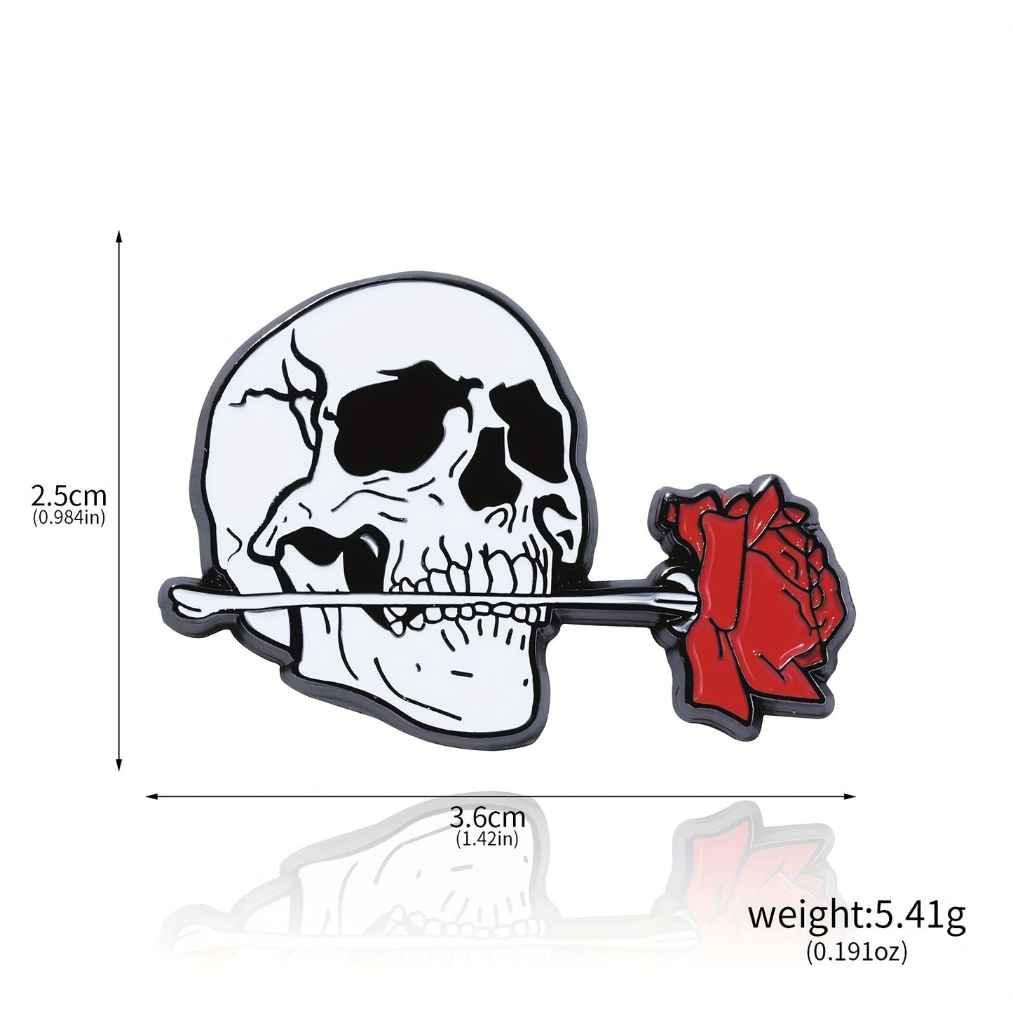Skull with Rose Halloween Brooch - Zinc Alloy, Minimalist Style Fashion Accessory for Men, Creative, Party Gift