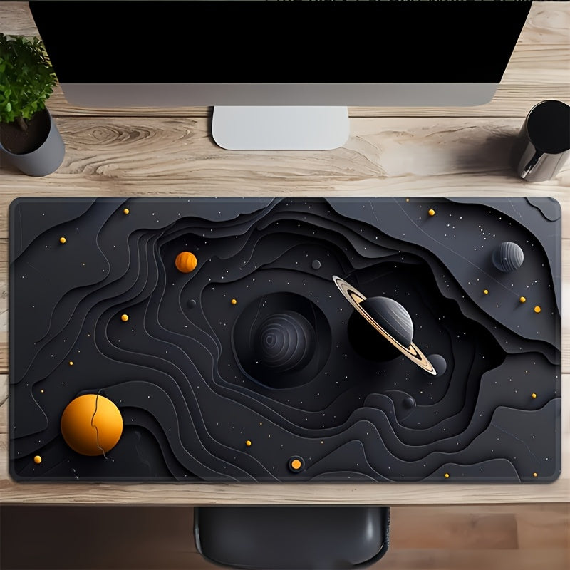 Galactic Space Planet Themed Large Gaming Mouse Pad & Desk Mat - Durable Non-Slip Rubber Base, Oblong Office Keyboard Mat with Vibrant Cosmic Design, Perfect Gift for Teens & eSports Enthusiasts, Astronaut Decor, Cosmic Aesth