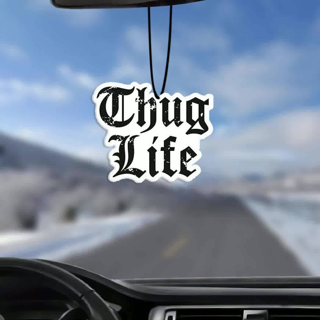 [Home Relaxation] Thug Life Car Air Freshener - Aromatherapy Tablet, Rearview Mirror Hanging Decor, Paper Scented Charm, Vehicle Interior Accessory