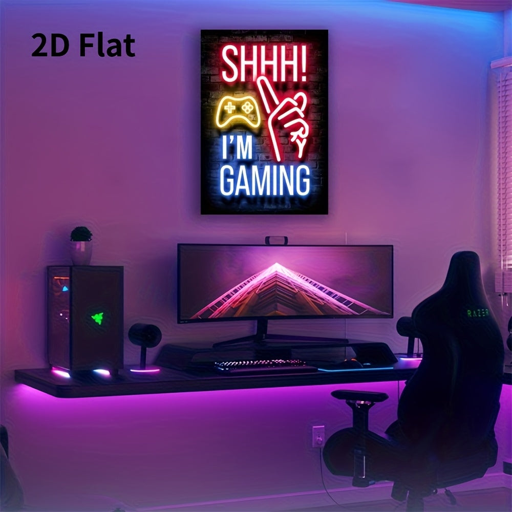 1pc Neon Gaming Poster Canvas Art for Esports Room, Game Hall, And Boys' Bedroom Wall Decoration