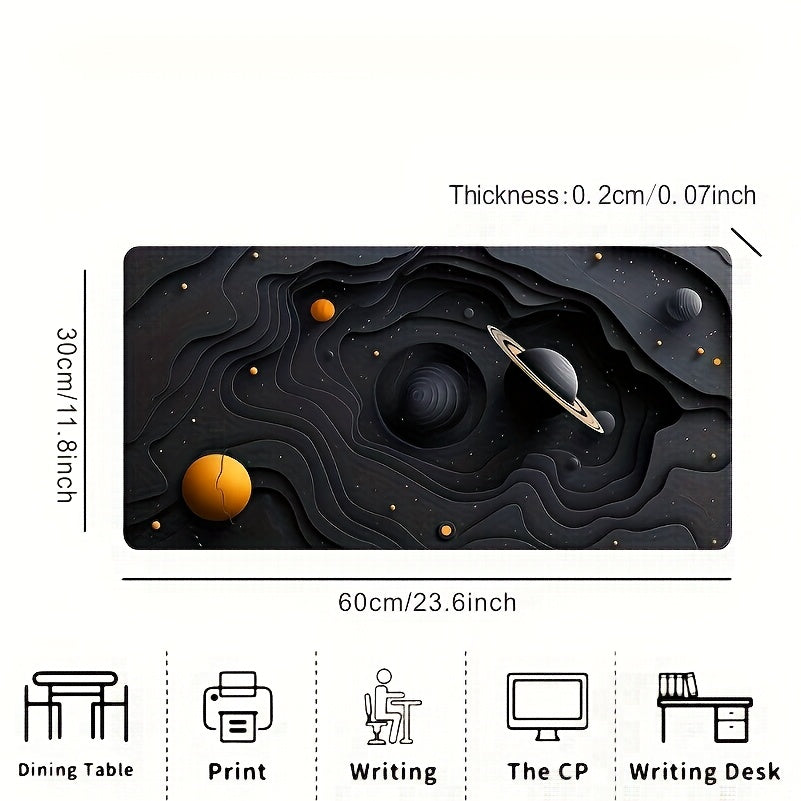 Galactic Space Planet Themed Large Gaming Mouse Pad & Desk Mat - Durable Non-Slip Rubber Base, Oblong Office Keyboard Mat with Vibrant Cosmic Design, Perfect Gift for Teens & eSports Enthusiasts, Astronaut Decor, Cosmic Aesth