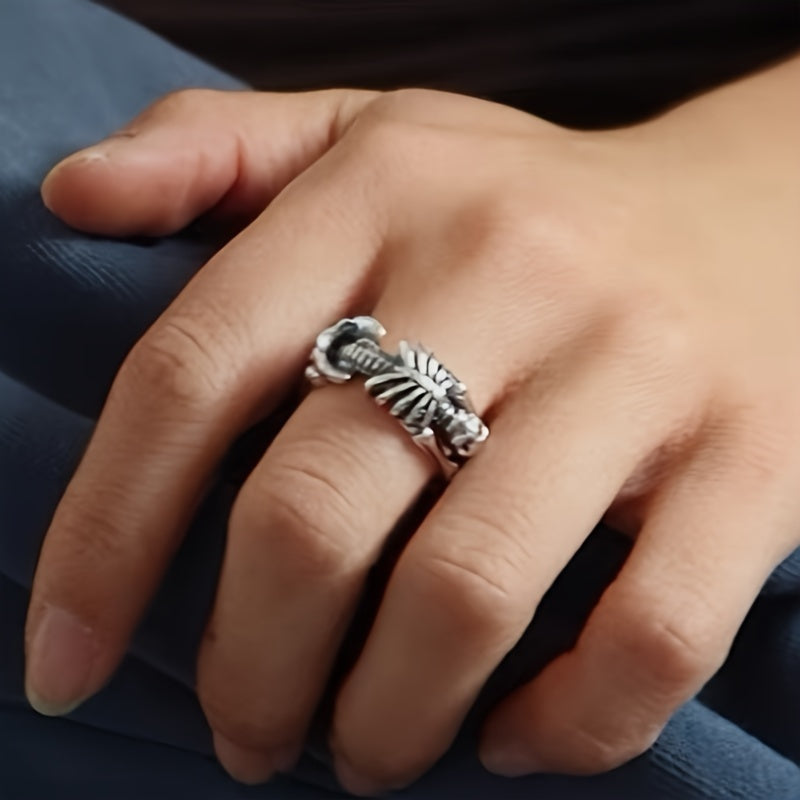 1pc Vintage Gothic Style Flip Skull Ring, Unisex Open Ring, Hip-Hop Trendy Skeleton Design, Punk Dark Series, Suitable for Men and Women
