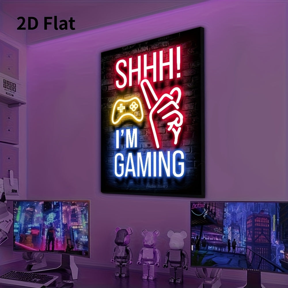 1pc Neon Gaming Poster Canvas Art for Esports Room, Game Hall, And Boys' Bedroom Wall Decoration