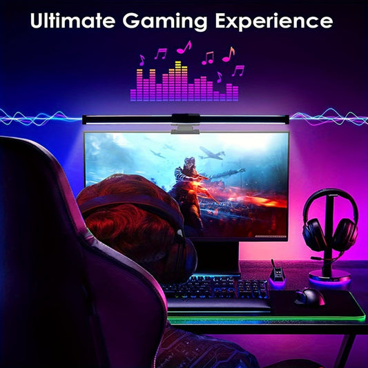 1pc Touch-Controlled Clip-On LED Screen Light Bar, USB Powered, High-Color-Rendering Monitor Lamp for Gaming & Office, Plastic Material, Portable Atmosphere Light for Home & Dorm Use