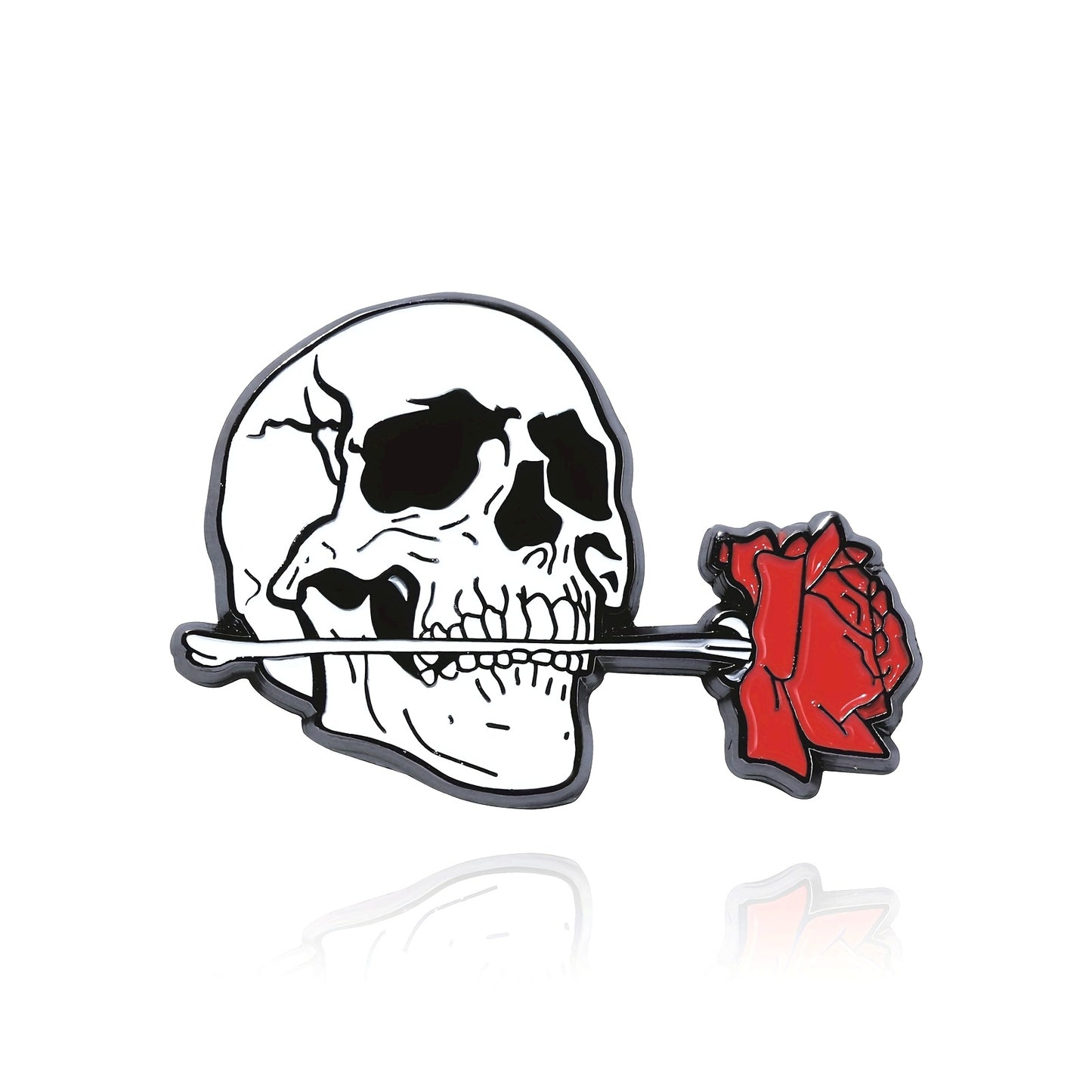 Skull with Rose Halloween Brooch - Zinc Alloy, Minimalist Style Fashion Accessory for Men, Creative, Party Gift