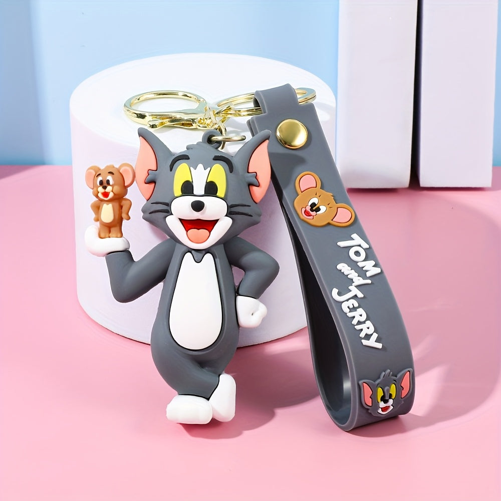 Cartoon cute cat and mouse keychain, cartoon design, cute backpack ornament, car decoration accessories, cute decorations, cat and mouse keychain with vivid design, ideal gift for all occasions