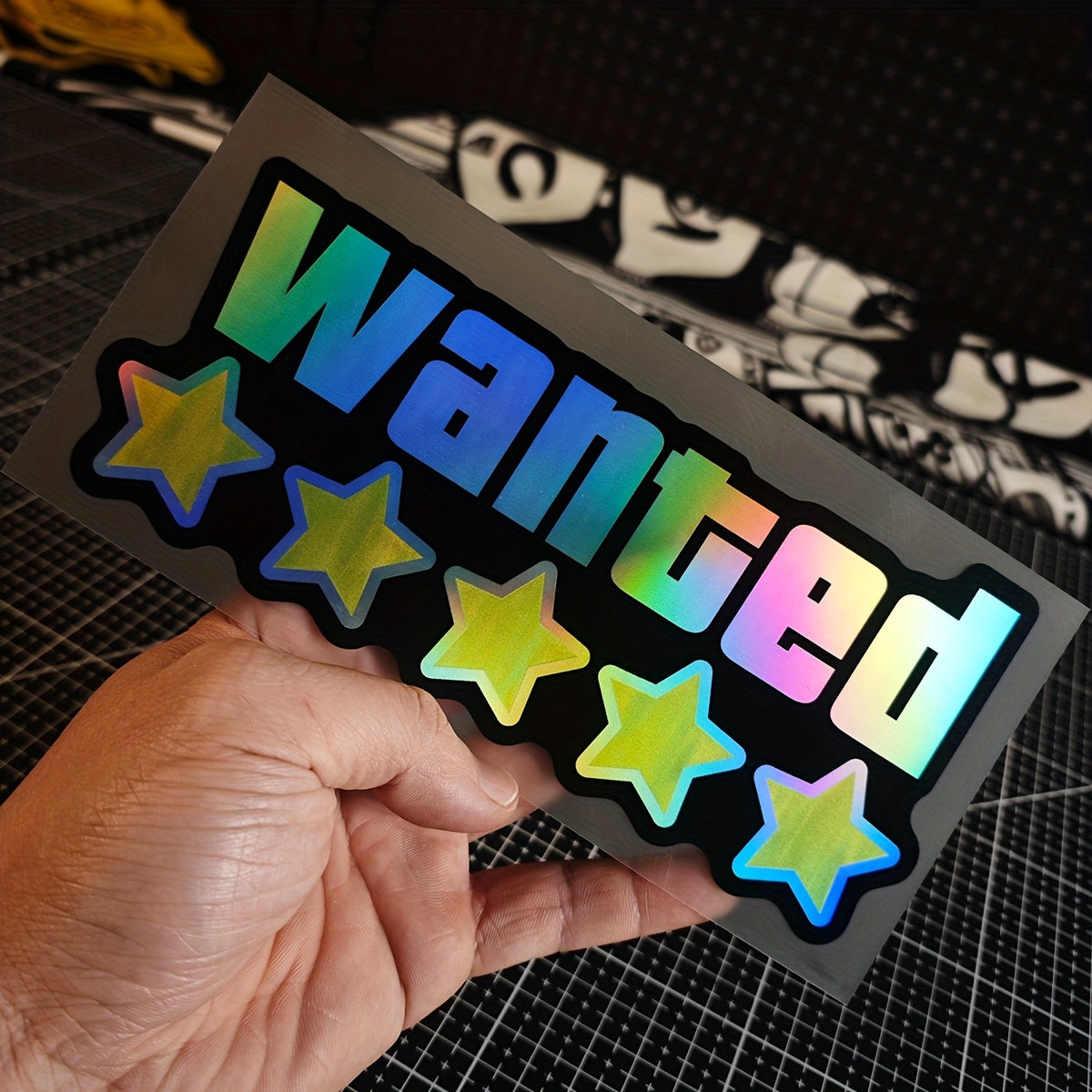 1pc Wanted Waterproof Vinyl Decal Limited Edition Five-Star WANTED Laser-Cut Window and Bumper Sticker Set
