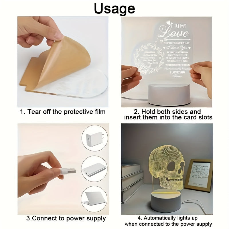 3D Skull LED Night Light - Pink Geometric Design, USB-Powered Desk Lamp for Bedroom, Study, or Halloween Party Decor, Artistic Brushed Metal Finish, Perfect Gift Idea, Bedroom Ambiance Light | Artistic Lamp | Plastic LED Lamp