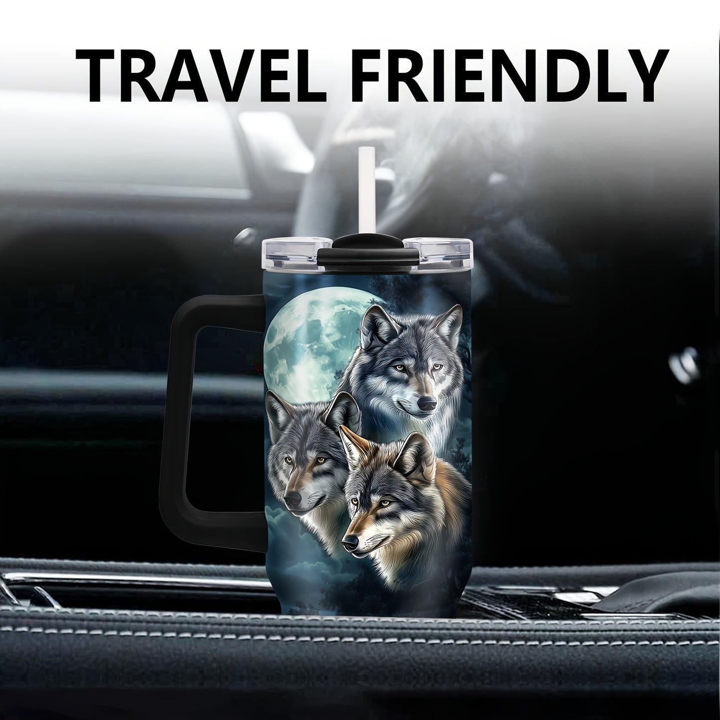1pc 40oz Coffee Cup Wolf, Wolf Tumbler, Wolf Gifts for Men and Women, Wolf Coffee Cup Travel Mug, Wolf Lovers Gift, Wolves Gifts, Cool Wolf Stuff/Decor/Merch, Double Wall Insulated Tumbler, Car cup, outdoor travel cup, Christ