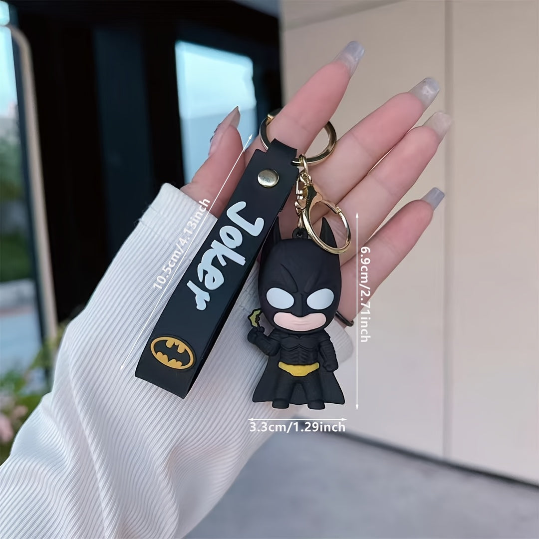 Warner Bros Batman Joker Character Keychain, Creative PVC Soft Keychain for Car Key Bag Ornaments Decoration Party Gift Women Daily Use