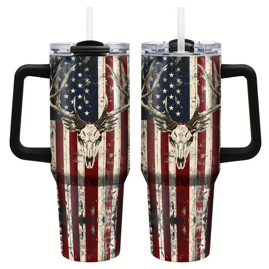 1pc American Flag Tumbler, 40Oz Stainless Steel Insulated Cup, Patriotic Flag Thermal Tumbler for Memorial Day, Veterans Day, And Presidents Election Day Travel Coffee Gifts, Christmas, Car Cup.