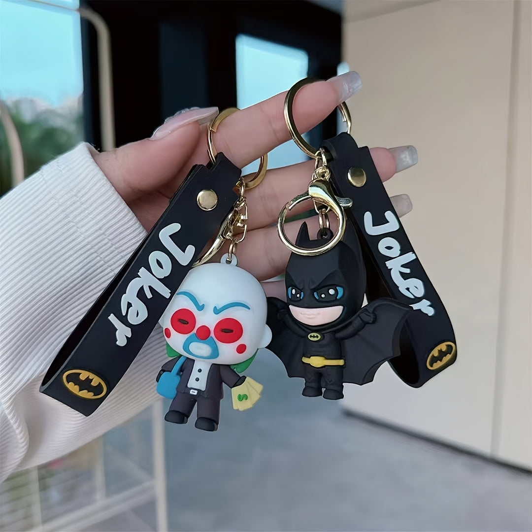 Warner Bros Batman Joker Character Keychain, Creative PVC Soft Keychain for Car Key Bag Ornaments Decoration Party Gift Women Daily Use